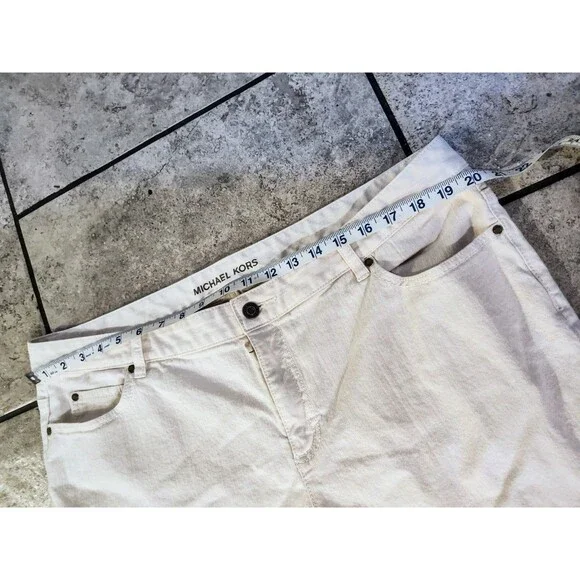 Michael Kors Size 18W Off White Bootcut Jeans Silver Hardware Comfortable - Picture 5 of 16